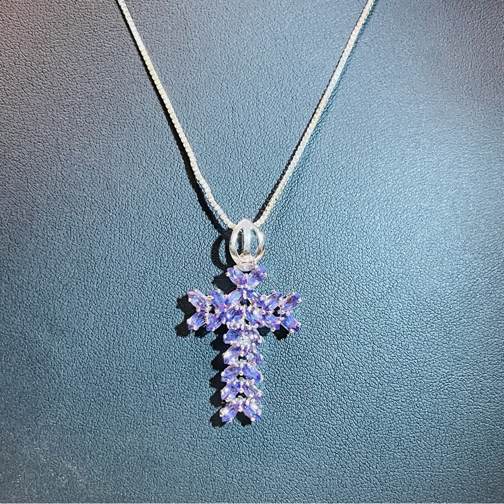 ✝️Beautiful Oval Cut Amethyst 925 Sterling Silver Magnetic Clasp Cross Necklace! - Picture 15 of 15
